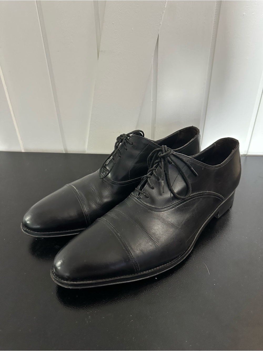 To Boot Black Leather Lace-Up Cap-Toe Derbys - Size 12